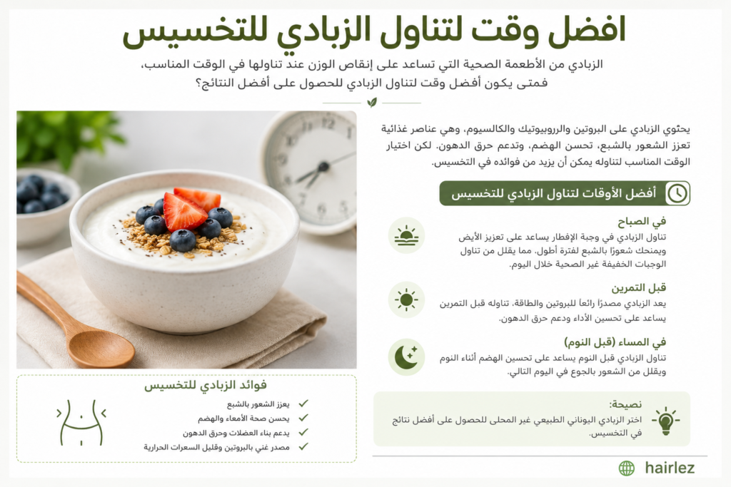 افضل وقت لتناول الزبادي للتخسيس 