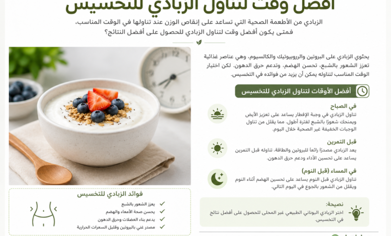 افضل وقت لتناول الزبادي للتخسيس 