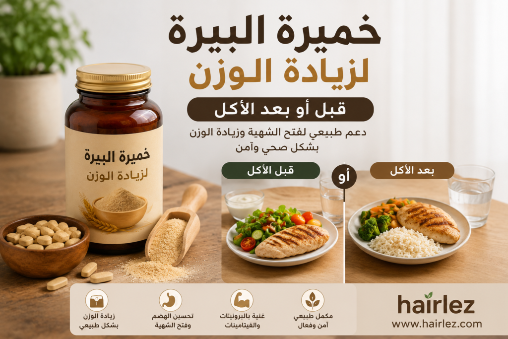 خميرة البيرة لزيادة الوزن قبل أو بعد الأكل
