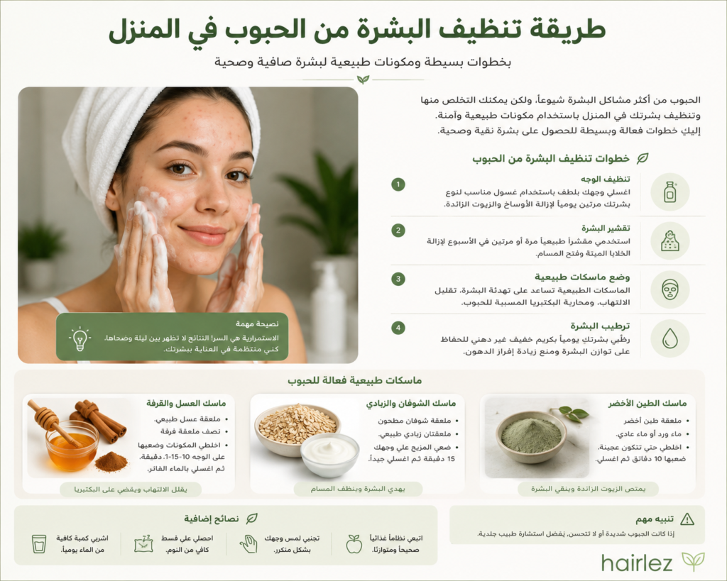 طريقة تنظيف البشرة من الحبوب في المنزل