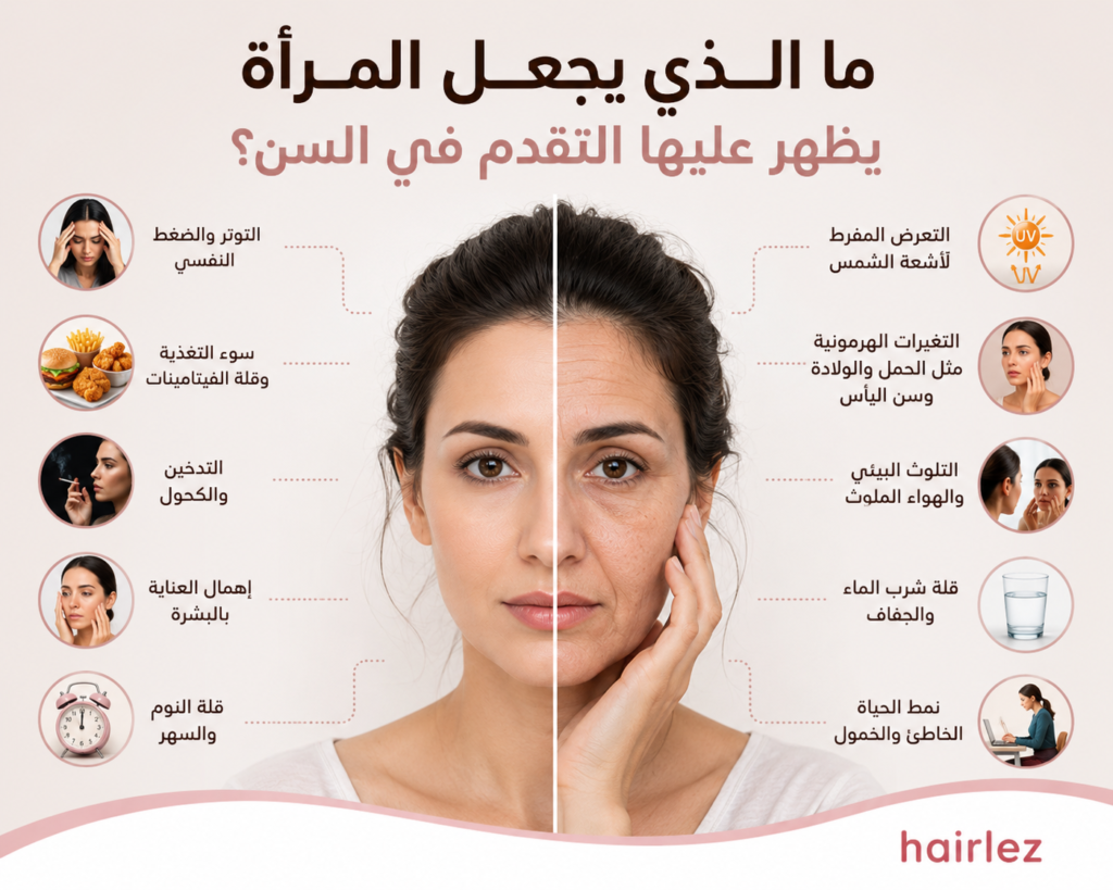 ما الذي يجعل المرأة يظهر عليها التقدم في السن
