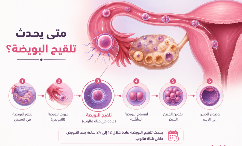 متى يحدث تلقيح البويضة